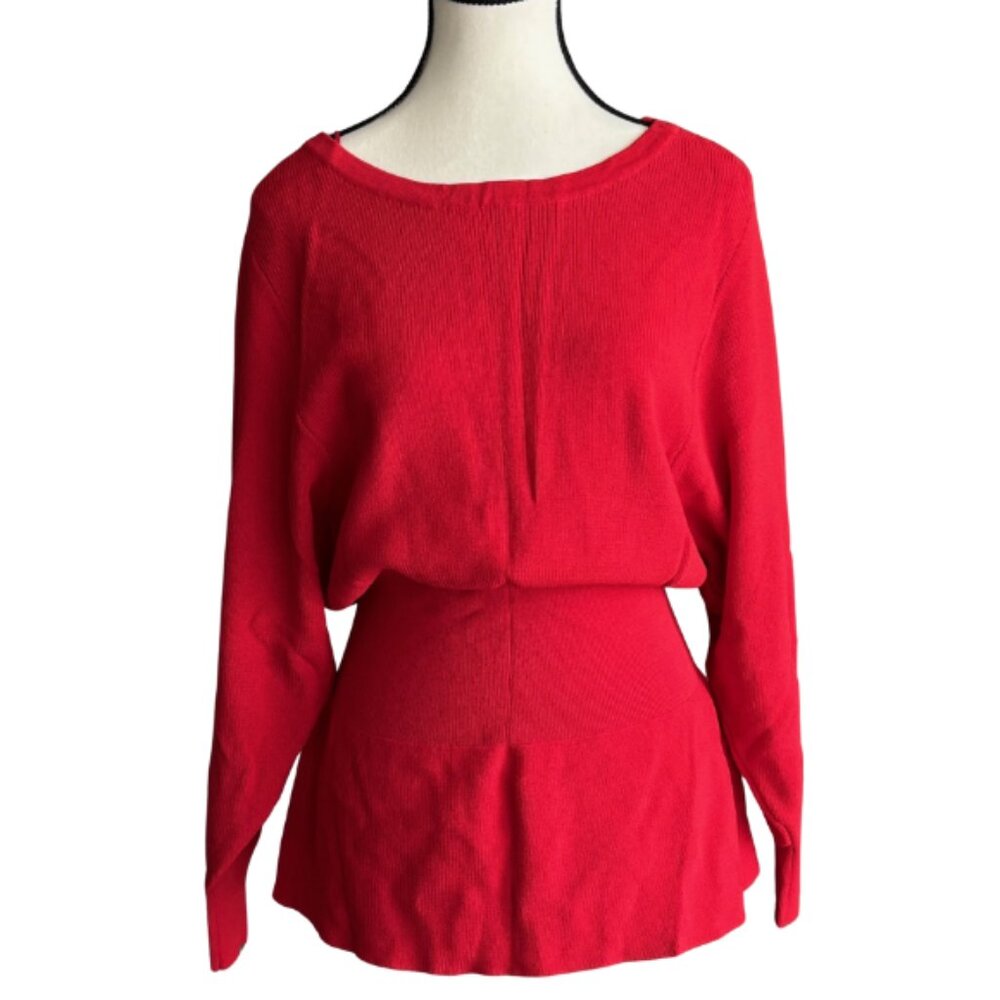 ZARA KNIT RED LONG SLEEVES SWEATER, SZ. M